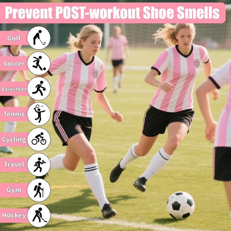 SelfTek Smell Proof Travel Shoe Bags for Women - Cleat Bags for Sports, Water-Resistant Travel Shoe Organizer with Active Carbon Fabric, Lightweight Gol-f soccer cleats Shoe Bag- Pink - Image 3